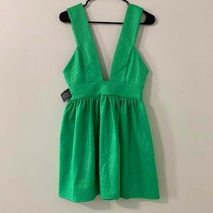 Nasty Gal Green Low cut mini dress